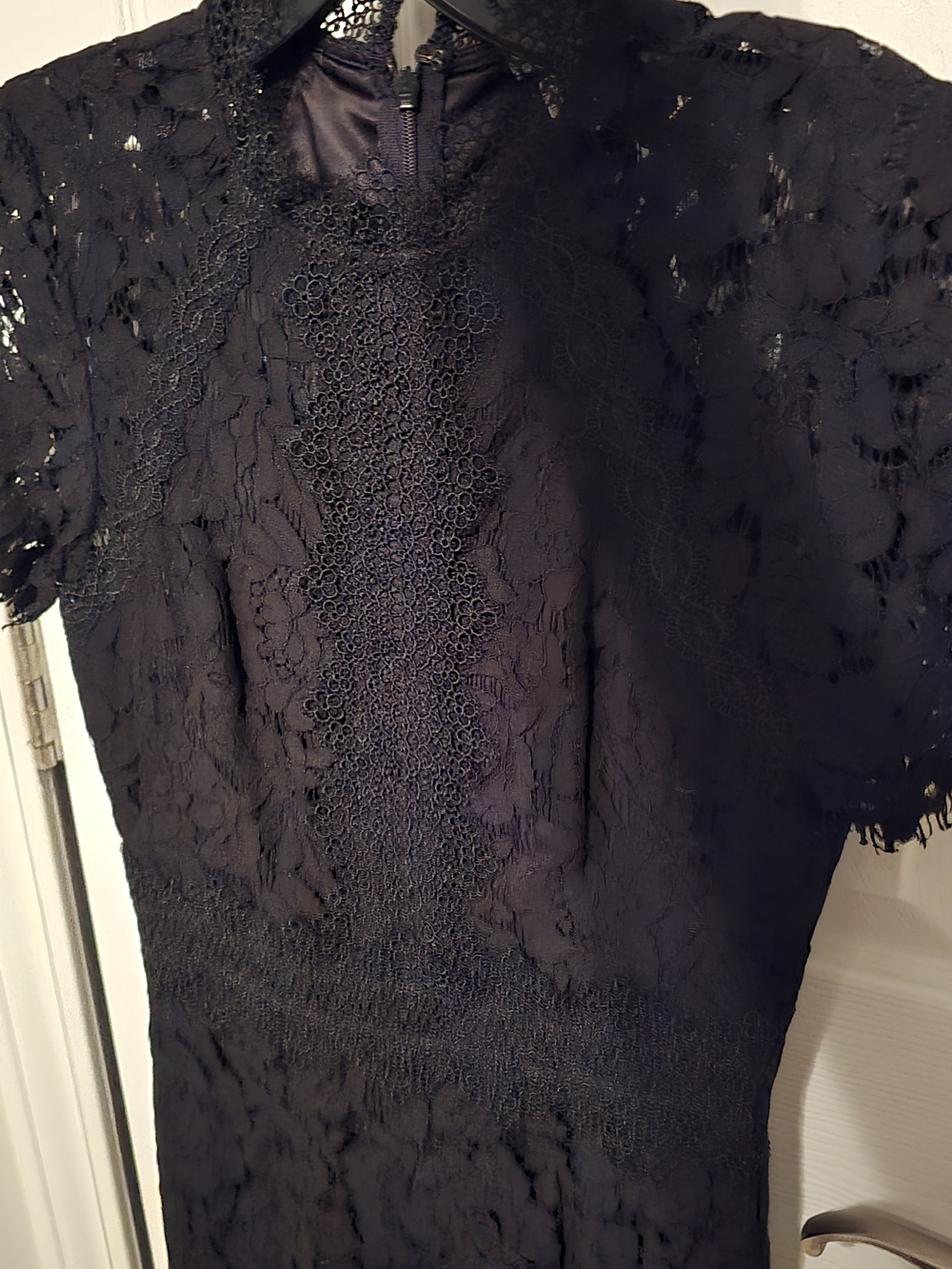 Antonio Melani Womens Jumpsuit Full Lace Round Neck Shortsleeve Black
